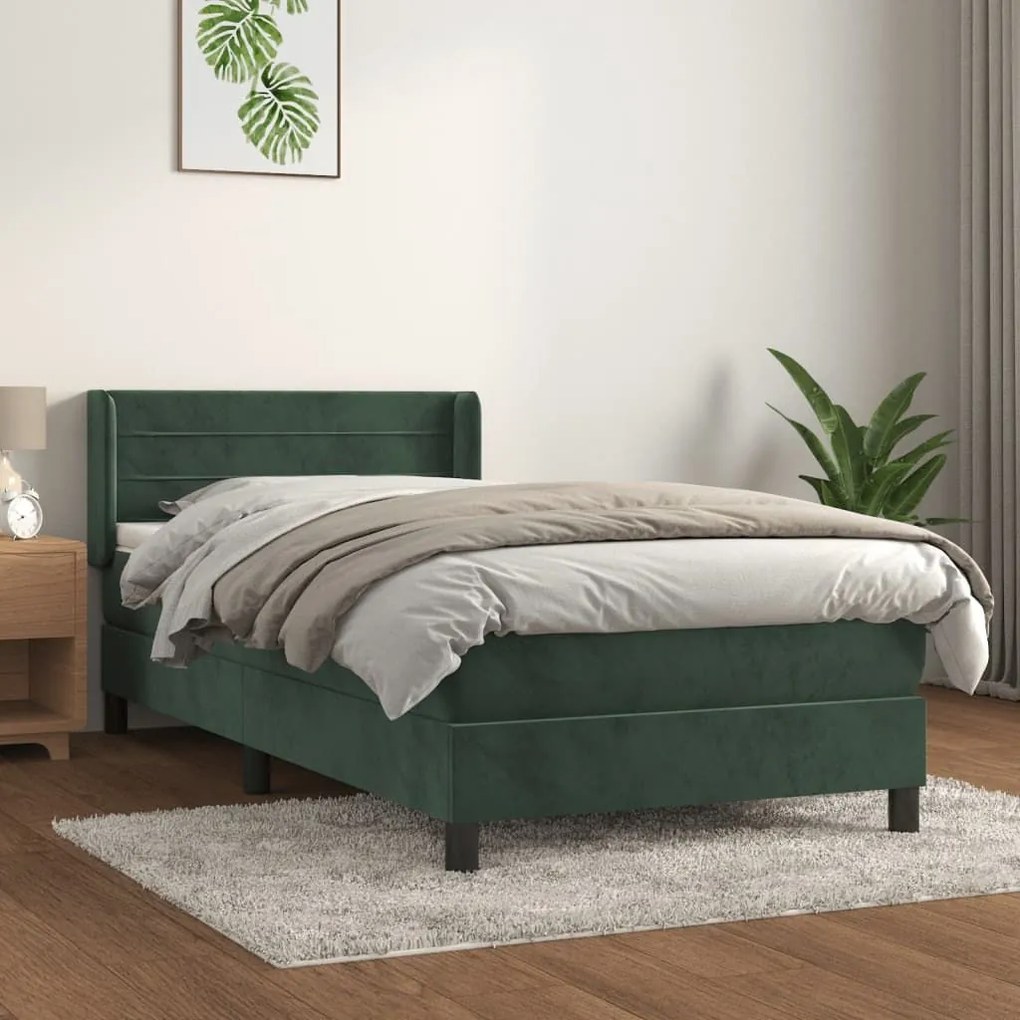 ΚΡΕΒΑΤΙ BOXSPRING ΜΕ ΣΤΡΩΜΑ ΣΚΟΥΡΟ ΠΡΑΣΙΝΟ 90X190 ΕΚ. ΒΕΛΟΥΔΙΝΟ 3130994