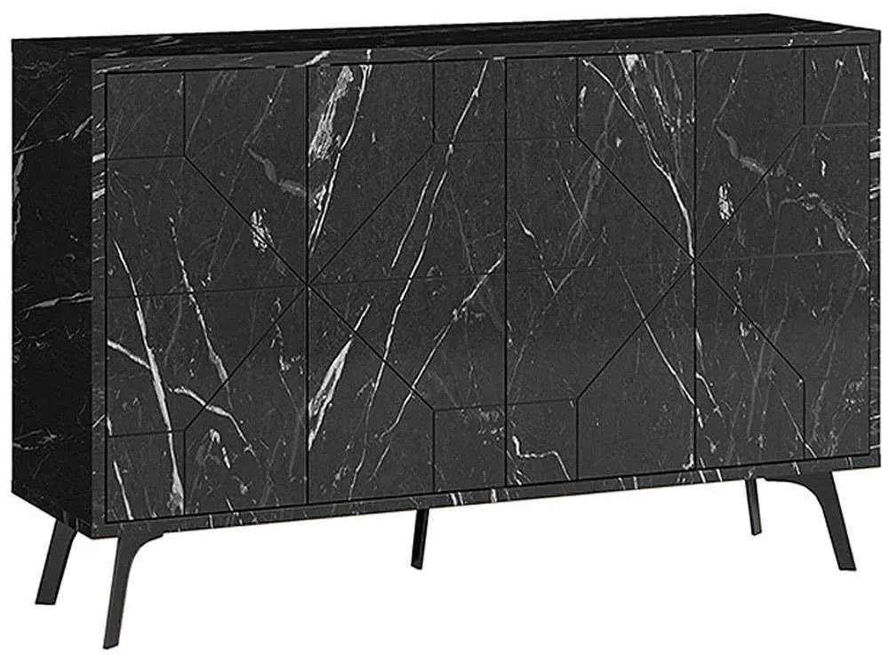 Μπουφές Dune 0213956 123x35x77,4cm Marble Effect Black Μελαμίνη,Μέταλλο