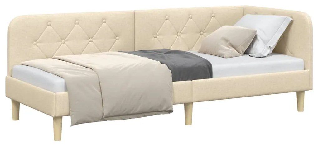 vidaXL Κρεβάτι Γωνίας με κεφαλάρι Κρεμ 80 x 200 cm ύφασμα