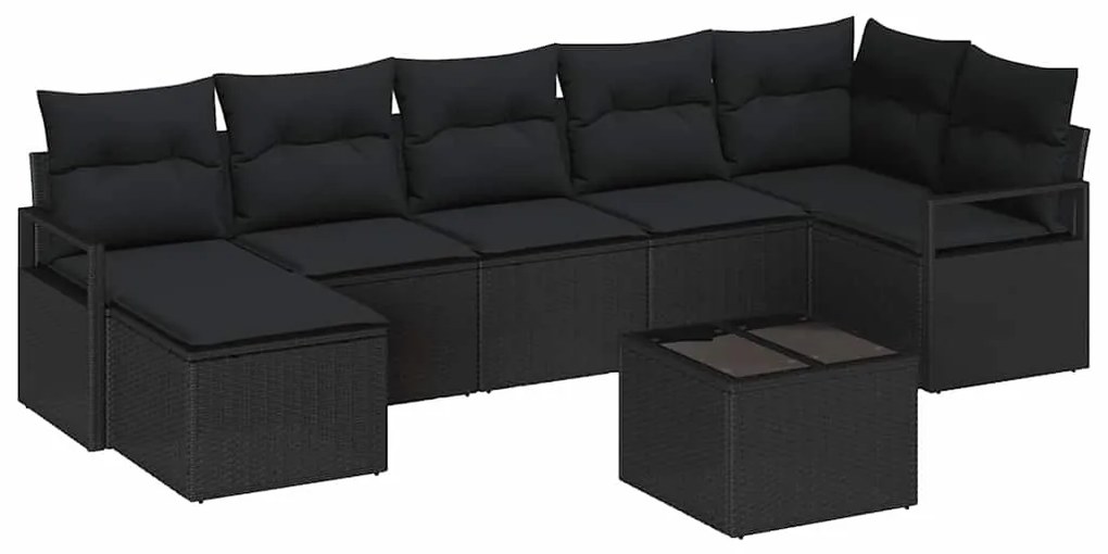 vidaXL Σετ Καναπέ με μαξιλάρι 8 pcs Μαύρο συνθετικό ρατάν