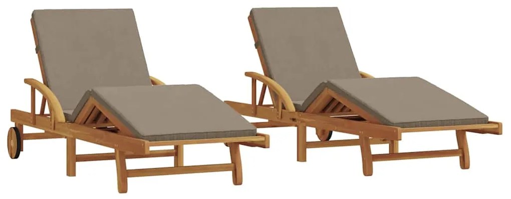vidaXL Ξαπλώστρα 2 pcs Taupe 200 x 67 x 84εκ Μασίφ ξύλο ακακίας