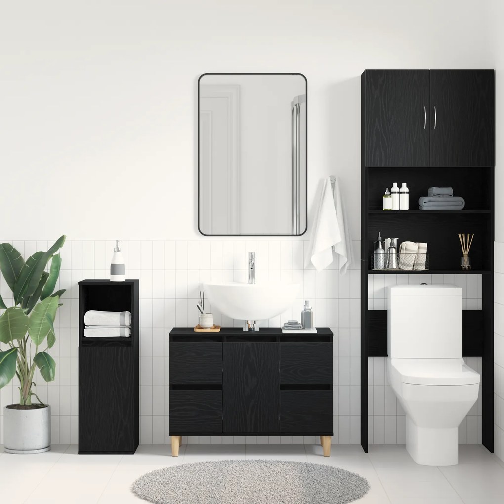 vidaXL Ντουλάπι μπαταρίας Μαύρη Δρυς 80x33x60 εκ Επεξεργασμένο Ξύλο
