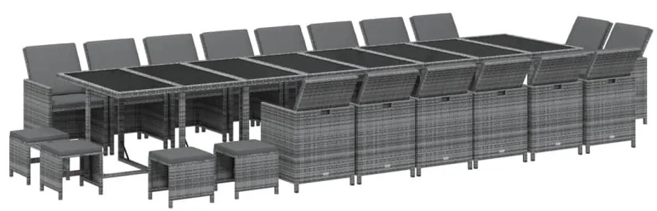 vidaXL Σετ Τραπεζαρίας Κήπου 21 τεμ. Γκρι Συνθ. Ρατάν με Μαξιλάρια