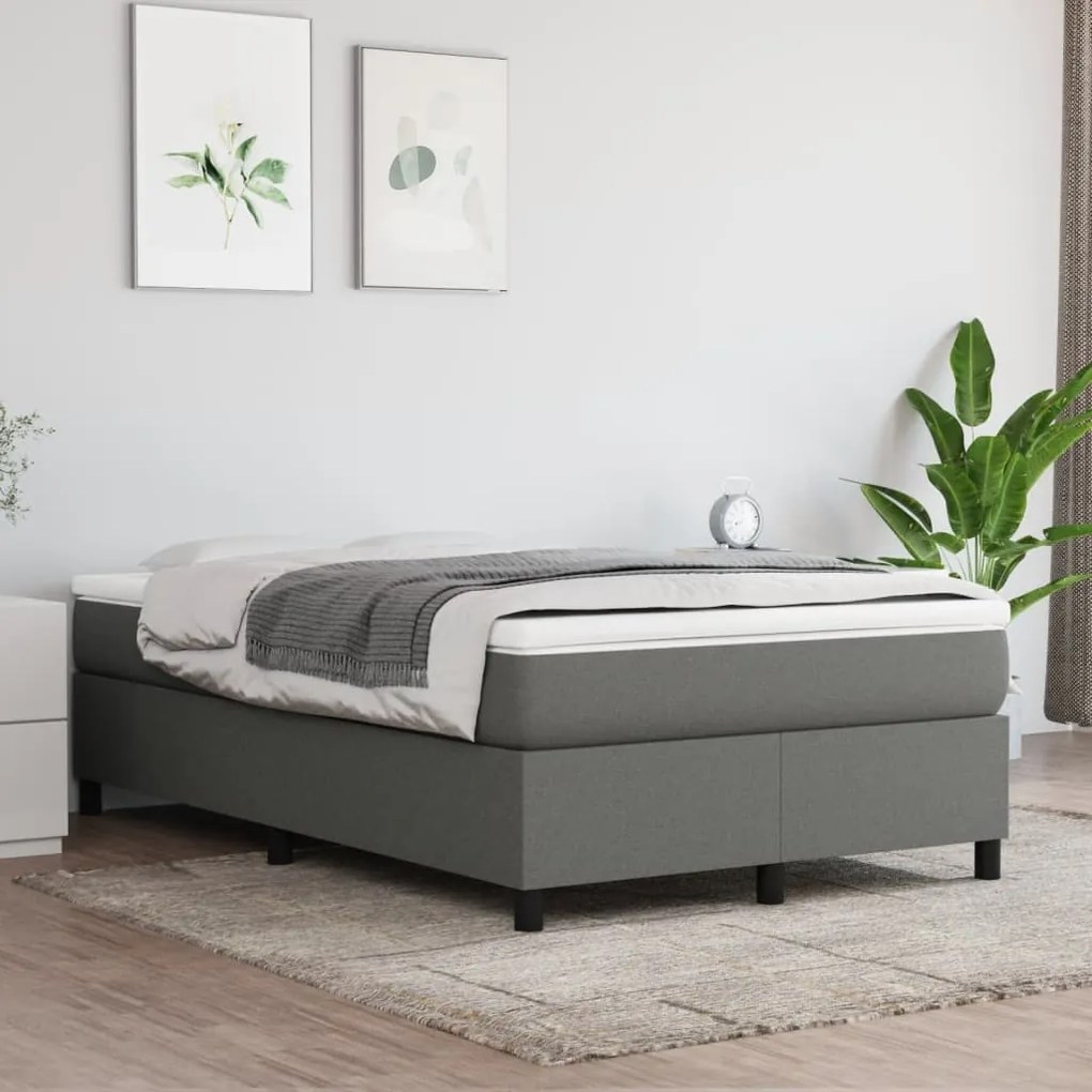 ΚΡΕΒΑΤΙ BOXSPRING ΜΕ ΣΤΡΩΜΑ ΣΚΟΥΡΟ ΓΚΡΙ 120X190 ΕΚ ΥΦΑΣΜΑΤΙΝΟ 3269684