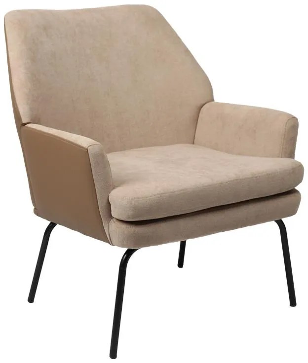 Πολυθρόνα Kieran ύφασμα καφέ-πόδι μαύρο 77x69x82.5εκ 77x69x82.5 εκ.