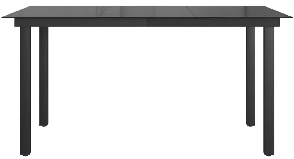 vidaXL Τραπέζι Κήπου Μαύρο 150 x 90 x 74 εκ. από Αλουμίνιο / Γυαλί