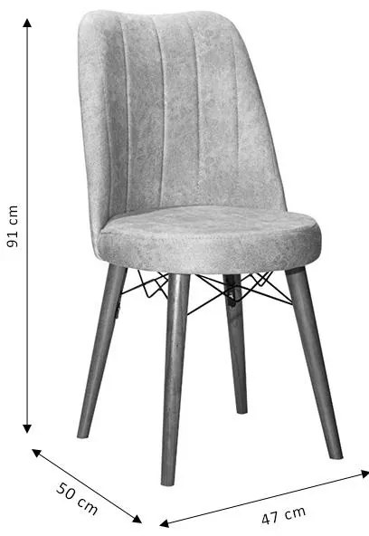 Καρέκλα Nevis I ανθρακί antique ύφασμα-καρυδί πόδι 4αδα 47x50x91 εκ.