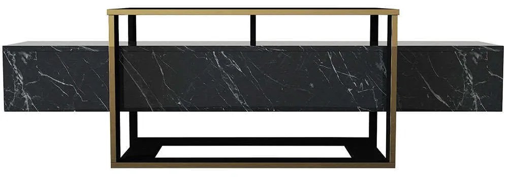 Έπιπλο Τηλεόρασης Bianco 804TRH3054 160x46,1x49,8cm Marble Effect Black-Gold