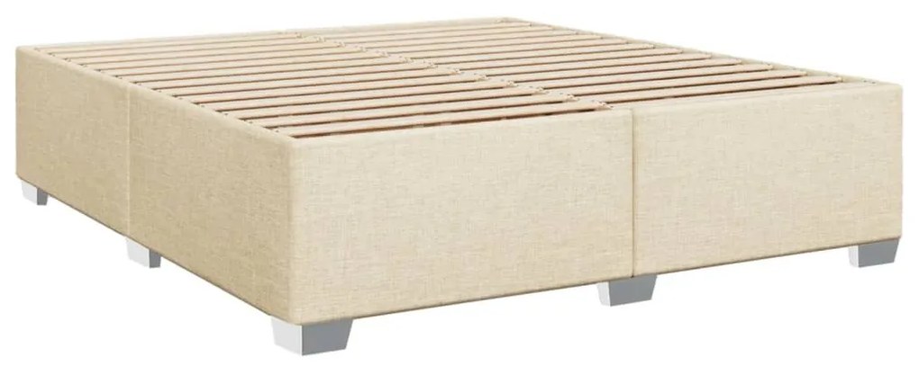 Κρεβάτι Boxspring με Στρώμα Κρεμ 200x200 εκ. Υφασμάτινο - Κρεμ