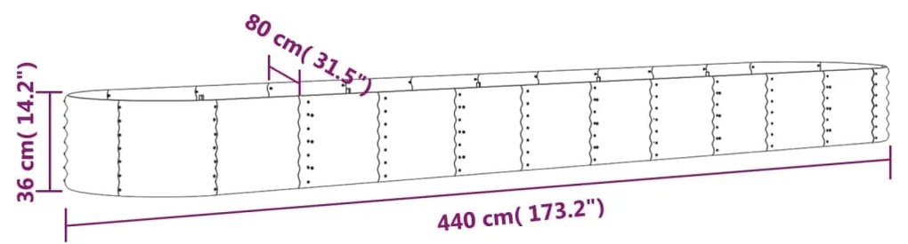 vidaXL Ζαρντινιέρα Γκρι 440x80x36 εκ. Ατσάλι με Ηλεκτρ. Βαφή Πούδρας