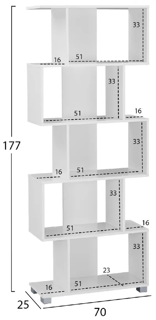 ΒΙΒΛΙΟΘΗΚΗ ΜΕΛΑΜΙΝΗΣ HM2385.04 ΛΕΥΚΗ 70x25x177 εκ.