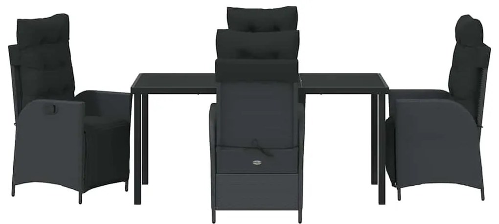 vidaXL Σέτ φαγητού για κήπο με μαξιλάρι 5 pcs Μαύρο συνθετικό ρατάν