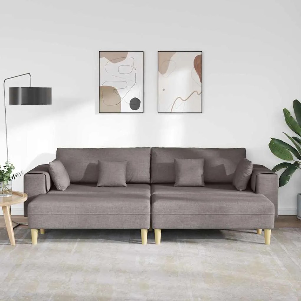 vidaXL Υφασμάτινος καναπές με μαξιλάρι 3 pcs Taupe 208 εκ. ύφασμα