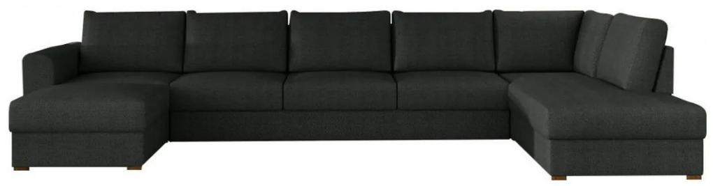 Γωνιακός Καναπές σε σχήμα &quot;Π&quot; Velma L Μαύρο 370x186x85cm - Δεξιά Γωνία - VAS4594