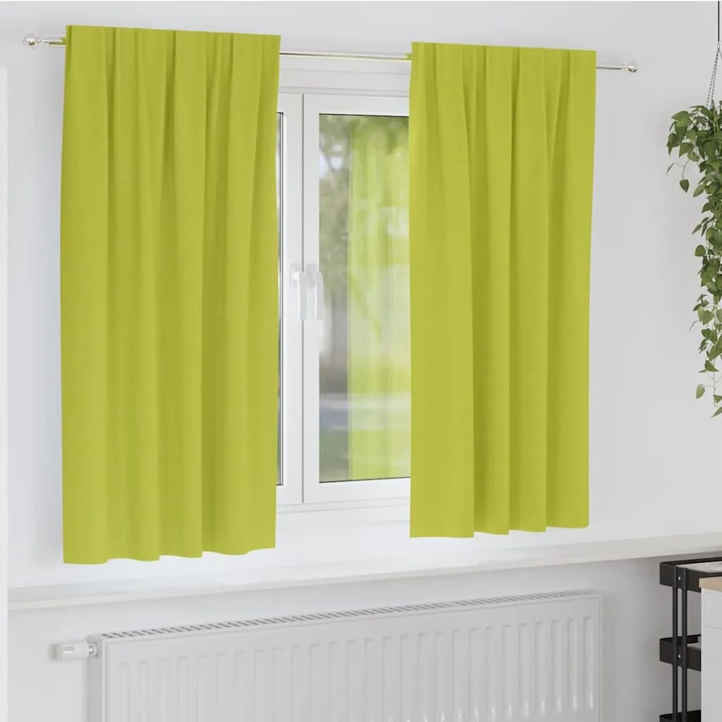 vidaXL Κουρτίνες με κουρτίνες 2 pcs Λαχανί Πολυεστέρας