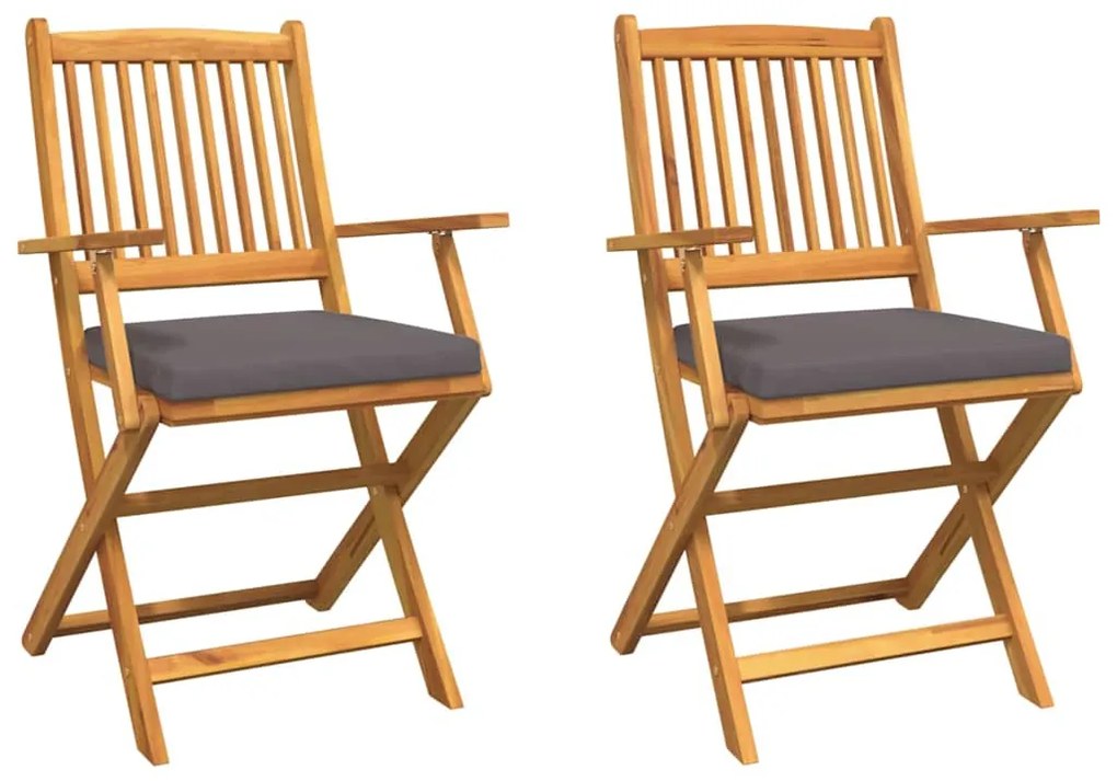vidaXL Πτυσσόμενη Καρέκλα με μαξιλάρι 2 pcs Γκρι 49 x 57.5 x 92εκ