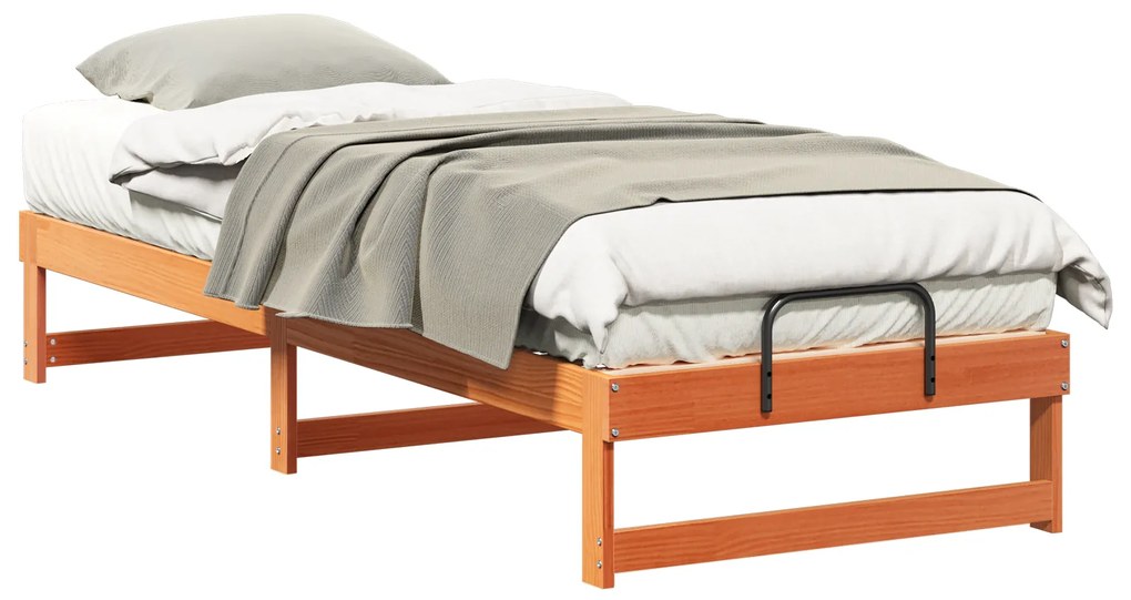 vidaXL Κρεβάτι με λαβές μεταφοράς Καφέ 80 x 200 cm Μασίφ ξύλο πεύκου