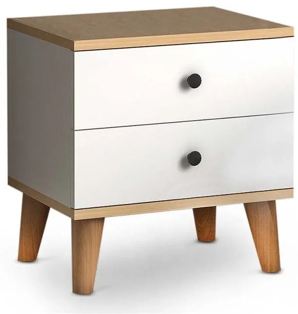 Κομοδίνο Luce Λευκό-Oak 45x35x47 GP022-0049,2 Megapap GP022-0049,2 Λευκό