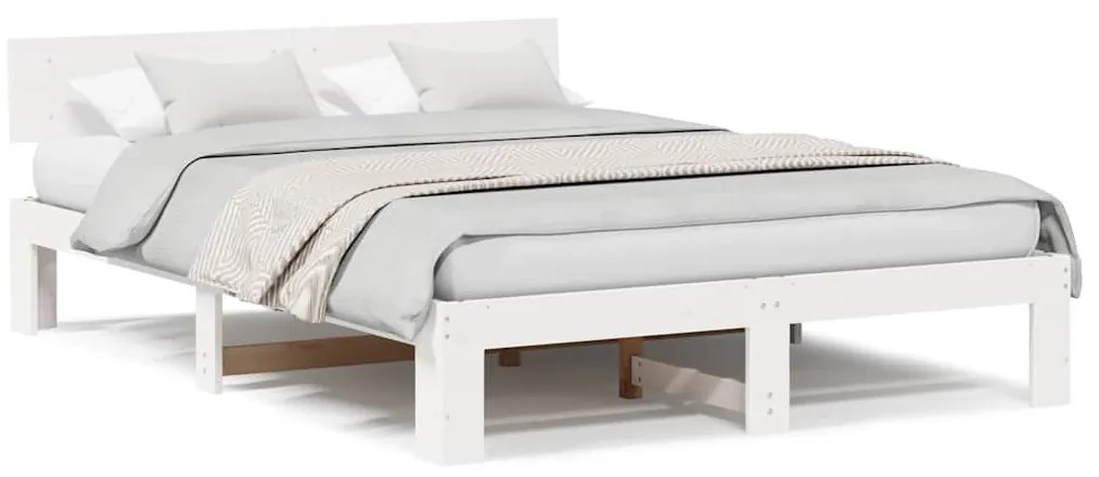 vidaXL Σκελετός Κρεβατιού Λευκό 160 x 200 cm Μασίφ ξύλο πεύκου