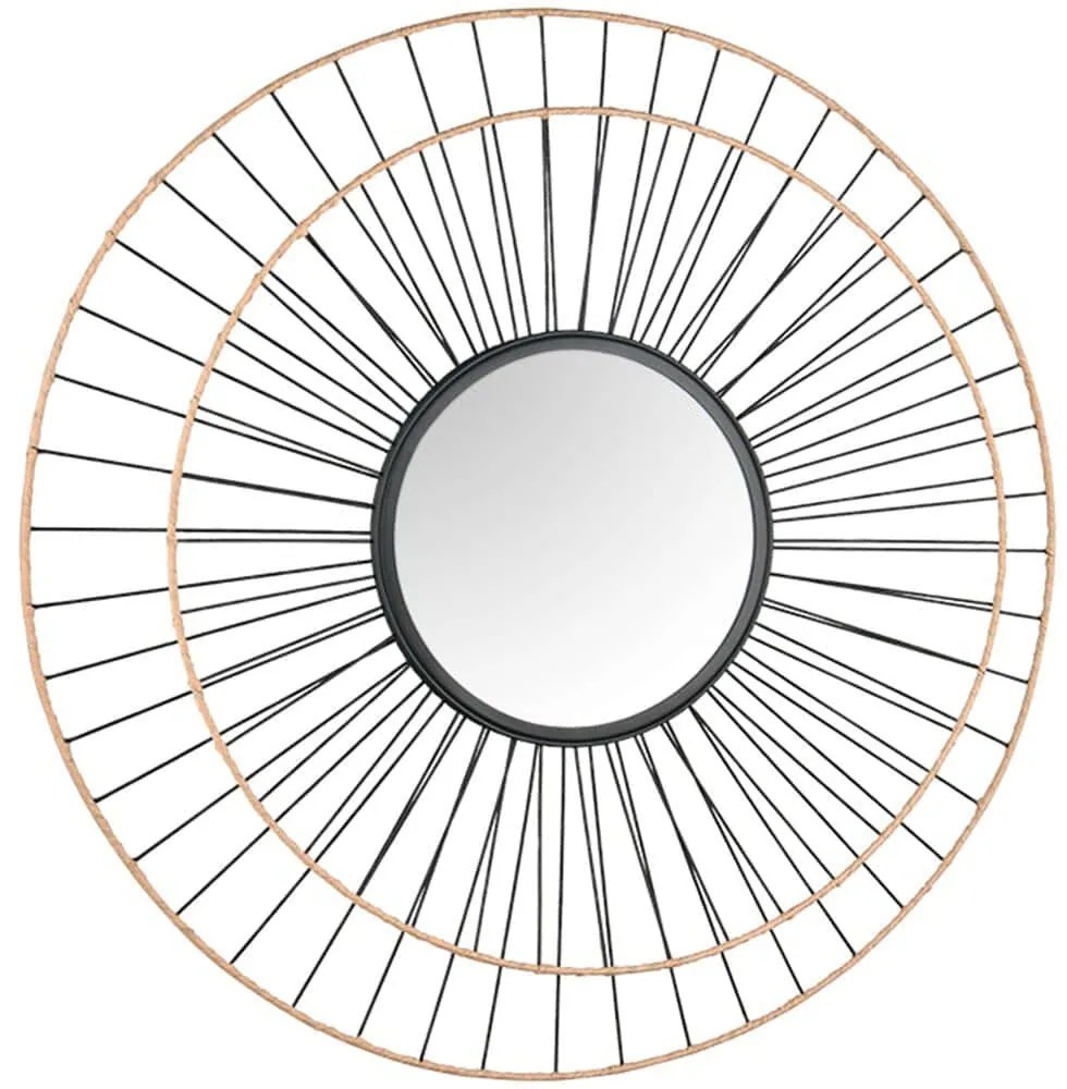 Καθρέπτης Τοίχου Kerstin 2550136 Φ80cm Natural-Black Mirrors &amp; More Ξύλο,Μέταλλο