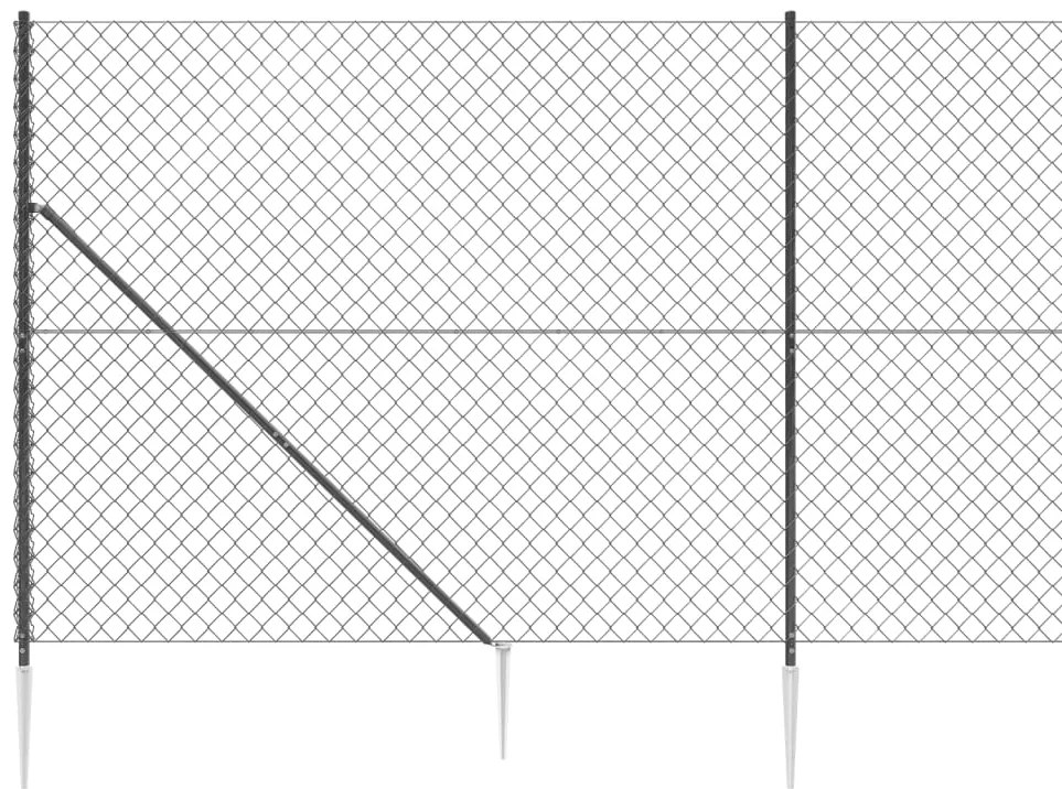 vidaXL Συρματόπλεγμα Περίφραξης Ανθρακί 1,6 x 25 μ. με Καρφωτές Βάσεις