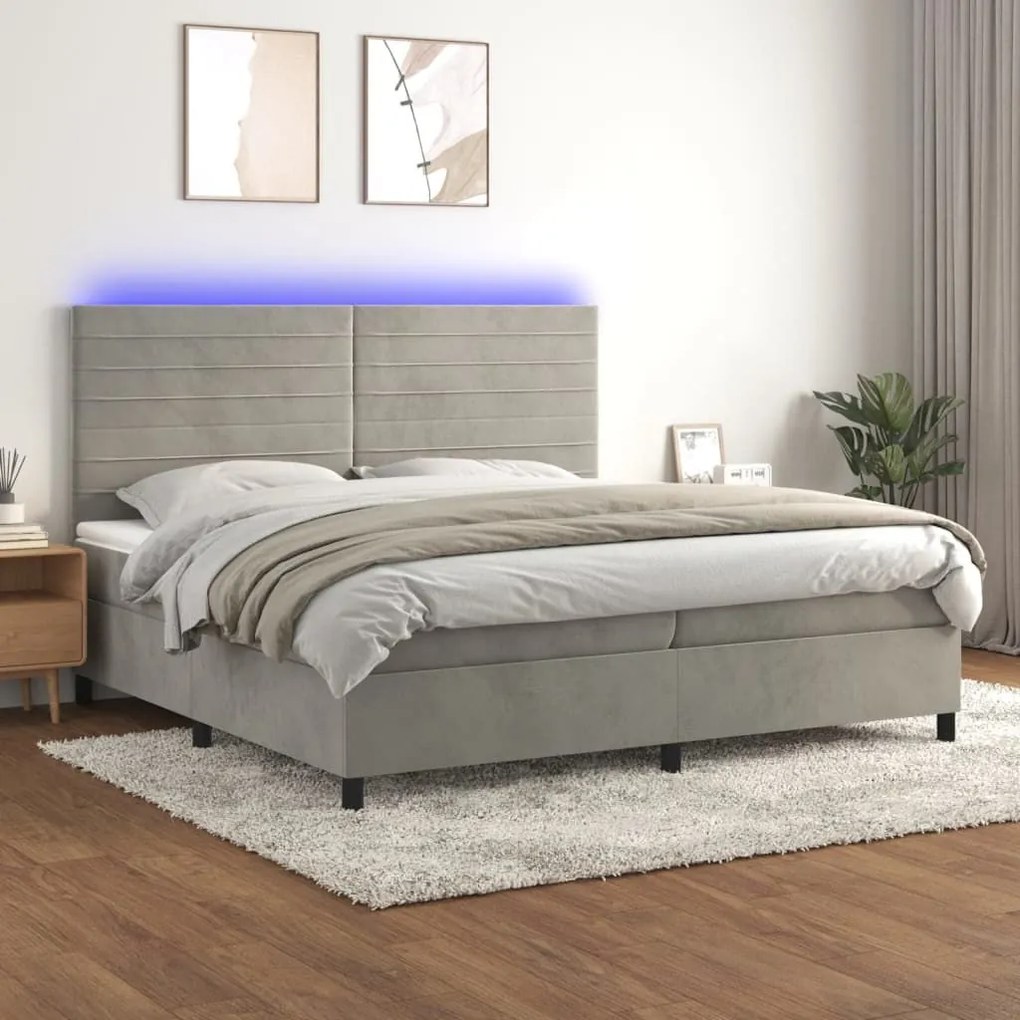 ΚΡΕΒΑΤΙ BOXSPRING ΜΕ ΣΤΡΩΜΑ &amp; LED ΑΝ.ΓΚΡΙ 200X200 ΕΚ. ΒΕΛΟΥΔΙΝΟ 3136203