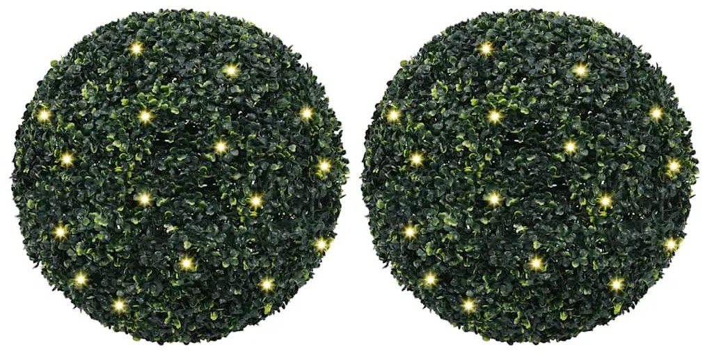 vidaXL Τεχνητές μπάλες πυξάρι με φώτα LED 2 τεμ. Πράσινο 52 εκ.