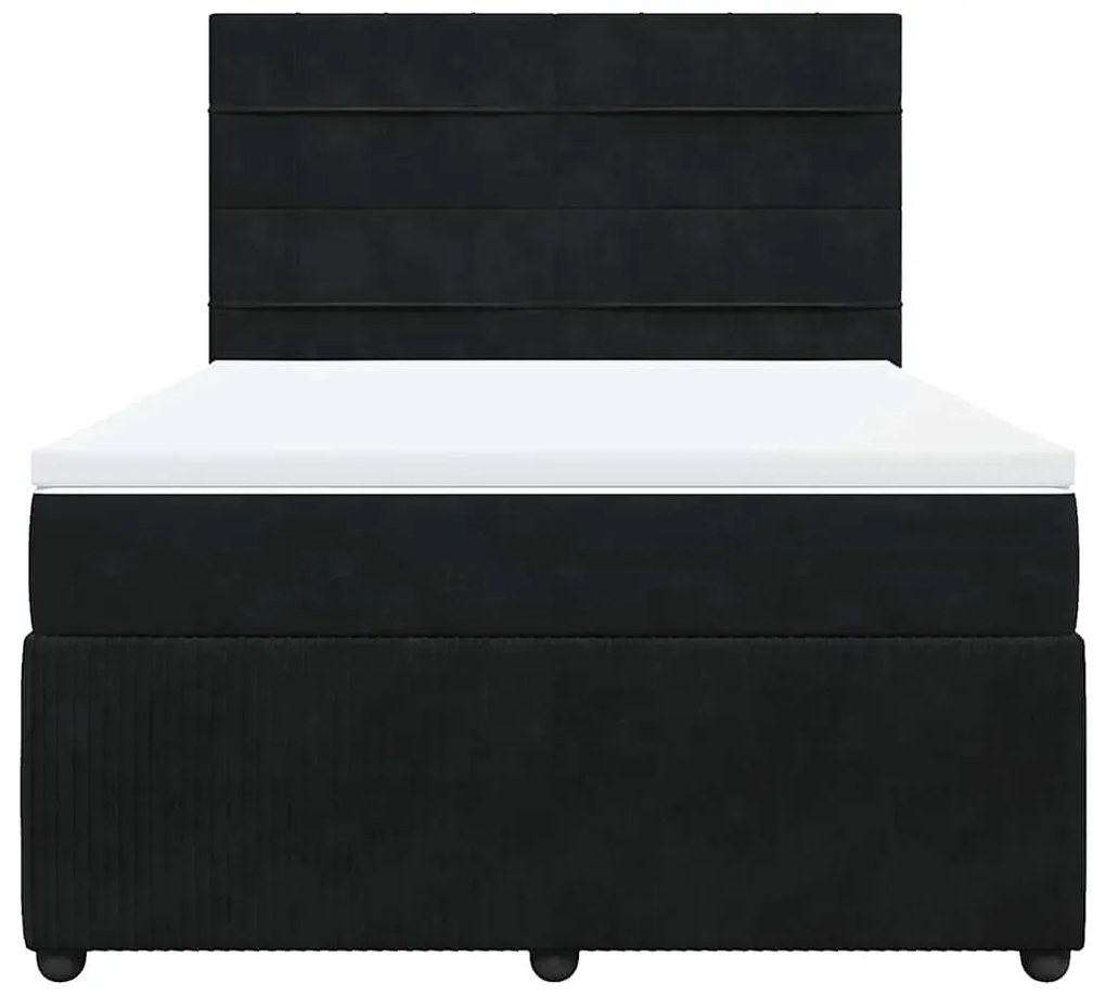 vidaXL Κρεβάτι Boxspring με Στρώμα Μαύρο 160x200 εκ. Βελούδινο