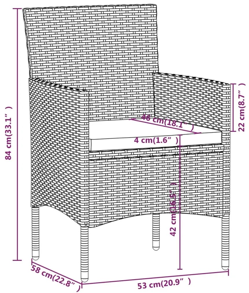 vidaXL Σετ Τραπεζαρίας Κήπου 5 Τεμαχίων Μαύρο με Μαξιλάρια