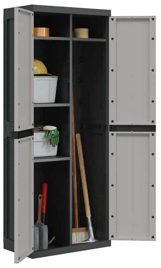 vidaXL Ντουλάπι Αποθ. Εξ. Χώρου Γκρι/Μαύρο 65x37x165εκ. Πολυπροπυλένιο