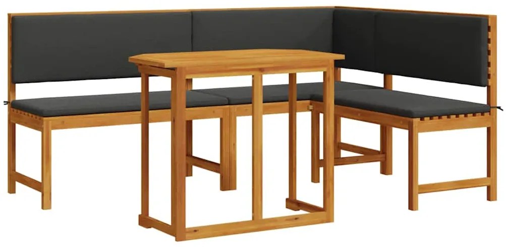 vidaXL Σετ Παγκάκι Κήπου 3 pcs Καφέ Στερεό Ξύλο Ακακίας