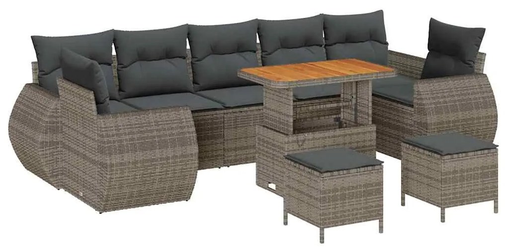 vidaXL Σετ Καναπέ Κήπου με μαξιλάρι 10 pcs Γκρι 90 x 55 x 71 cm