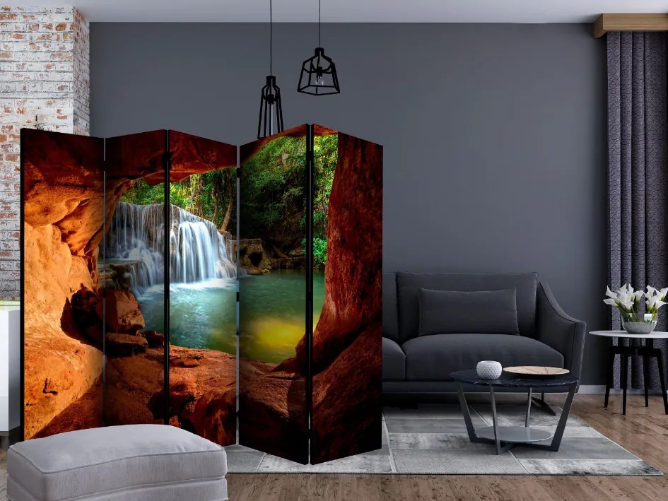 Διαχωριστικό με 5 τμήματα - Cave: Forest Waterfall II [Room Dividers]