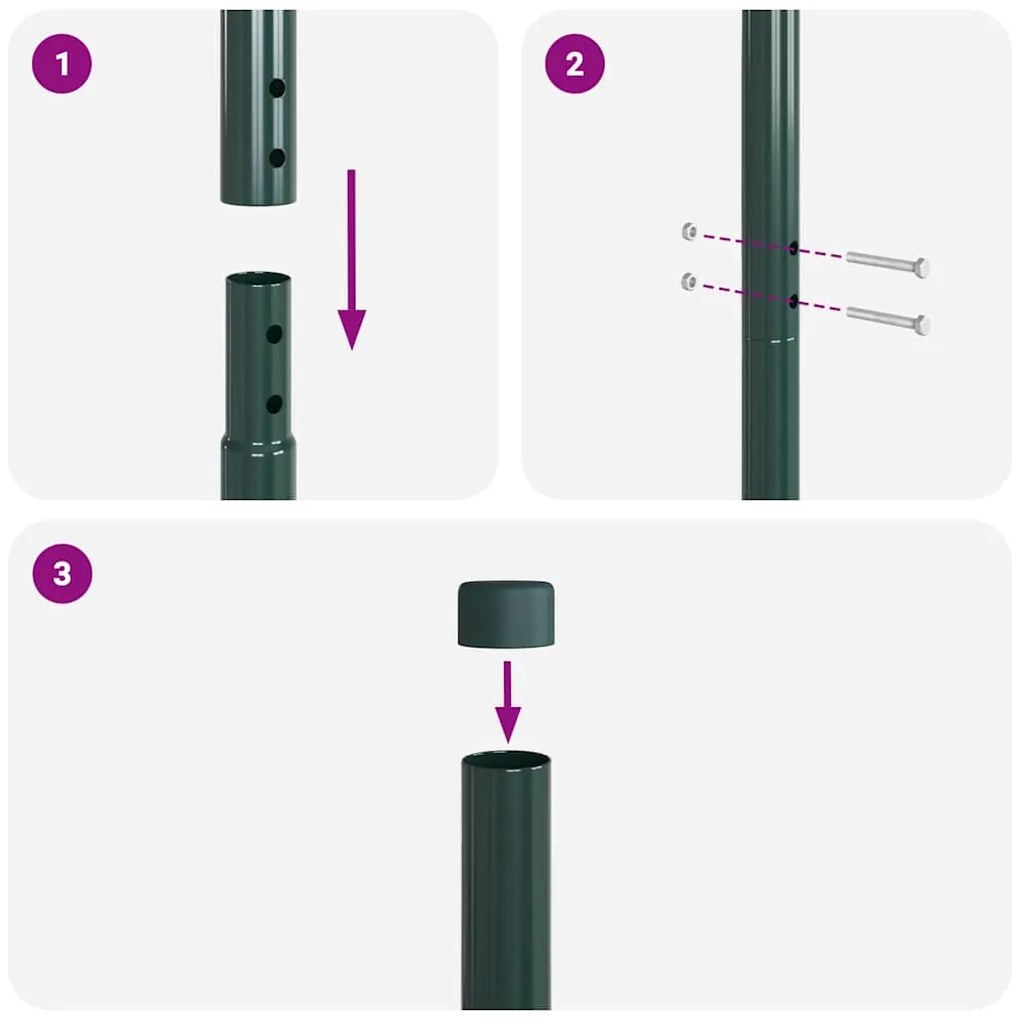 vidaXL Πό posts φράχτη 2 pcs Πράσινο 130 cm