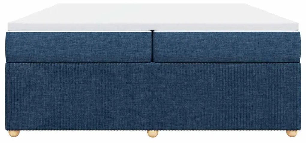 vidaXL Κρεβάτι Boxspring με Στρώμα Μπλε 200x200 εκ. Υφασμάτινο