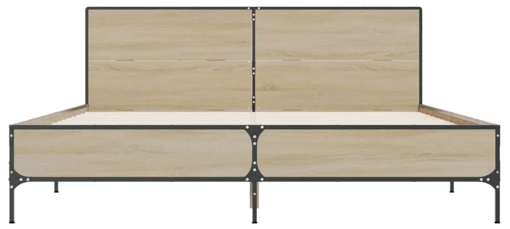 vidaXL Πλαίσιο Κρεβατιού Sonoma Δρυς 120x200 εκ. Επεξ. Ξύλο &amp; Μέταλλο