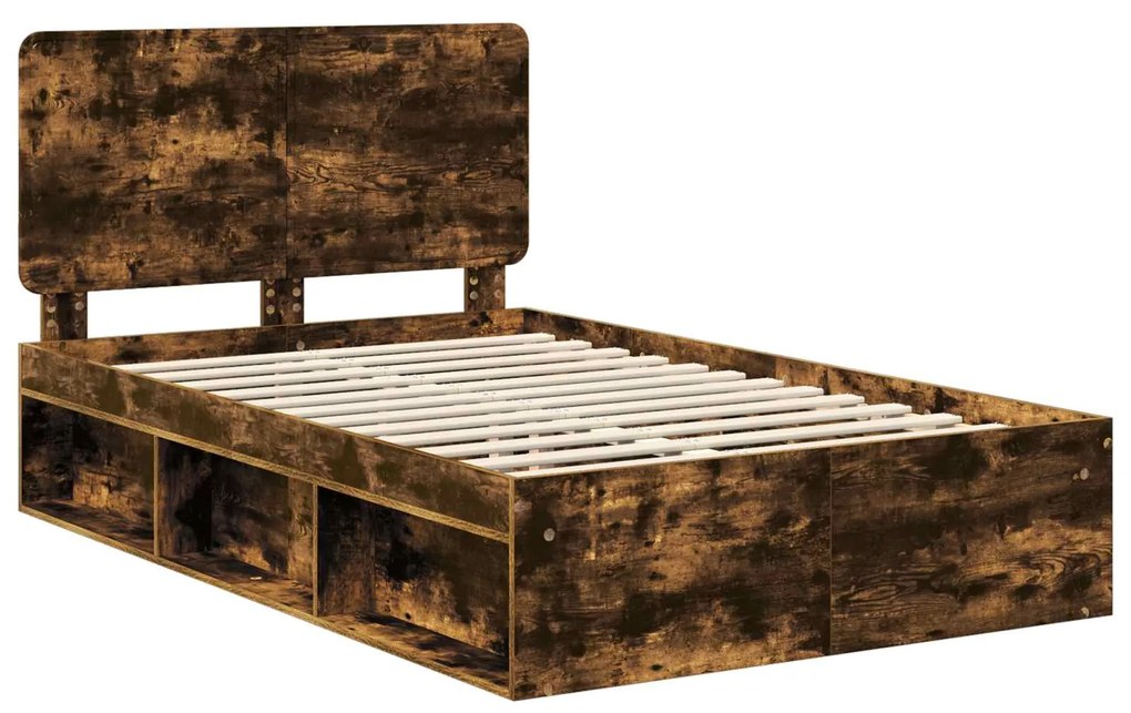 vidaXL Σκελετός Κρεβατιού με κεφαλάρι Καπνιστό Δρύς 120 x 190 cm