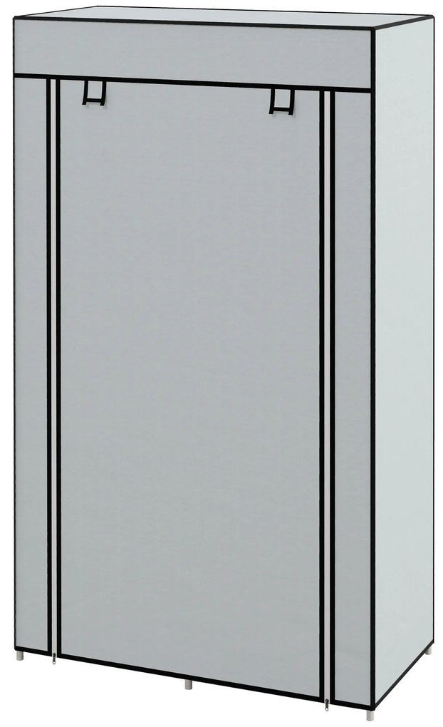 HOMCOM Ντουλάπα υφασμάτινη 1 ράβδος ρούχων, 2 συρτάρια, 83 x 42,5 x 162,5 cm, Γκρι