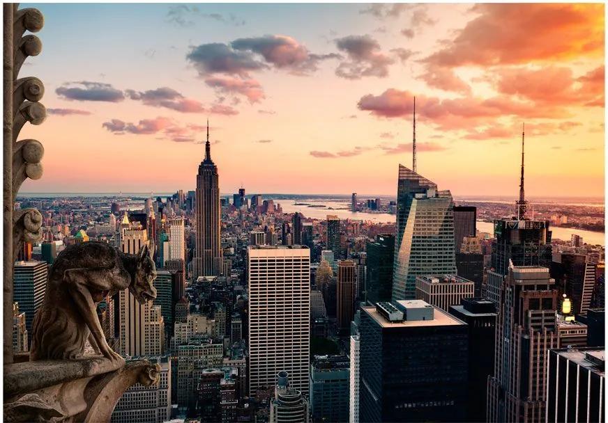Αυτοκόλλητη φωτοταπετσαρία - New York: The skyscrapers and sunset - 98x70