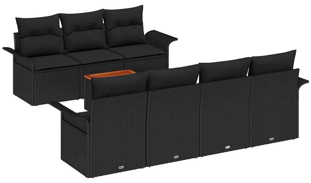 vidaXL Σετ Καναπέ Κήπου 8 pcs Μαύρο Πολυ ράταν