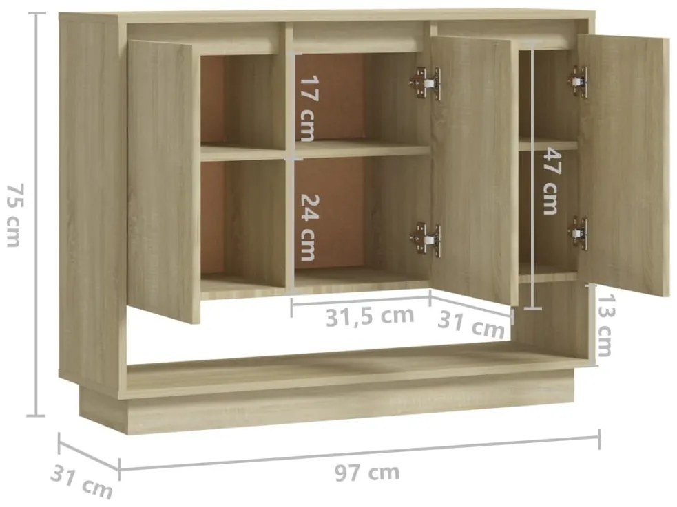 Συρταριέρα Sonoma Δρυς 97x31x75 εκ. Επεξεργασμένο Ξύλο - Μπεζ