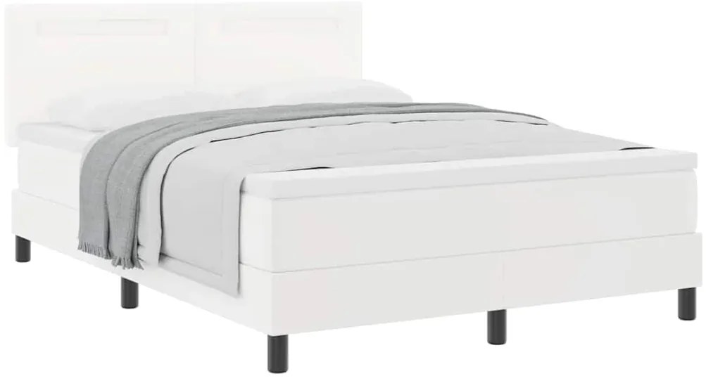 vidaXL Κρεβάτι με Στρώμα με στρώμα Λευκό 140 x 200 cm Τεχνητό δέρμα