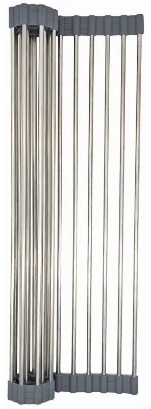 Στεγνωτήριο Kinghoff KH 1903, 45x32 cm, Ανθεκτικό στη διάβρωση, Ακμές σιλικόνης, Αντιολισθητικό, Πτυσσόμενο, Inox/γκρι