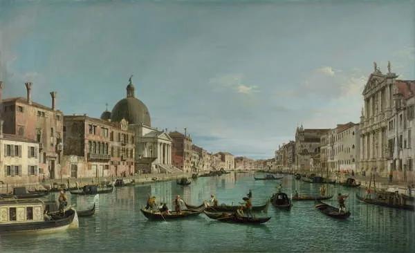 (1697-1768) Canaletto - Εκτύπωση έργου τέχνης The Grand Canal in Venice with San Simeone Piccolo and the Scalzi church, (40 x 24.6 cm)
