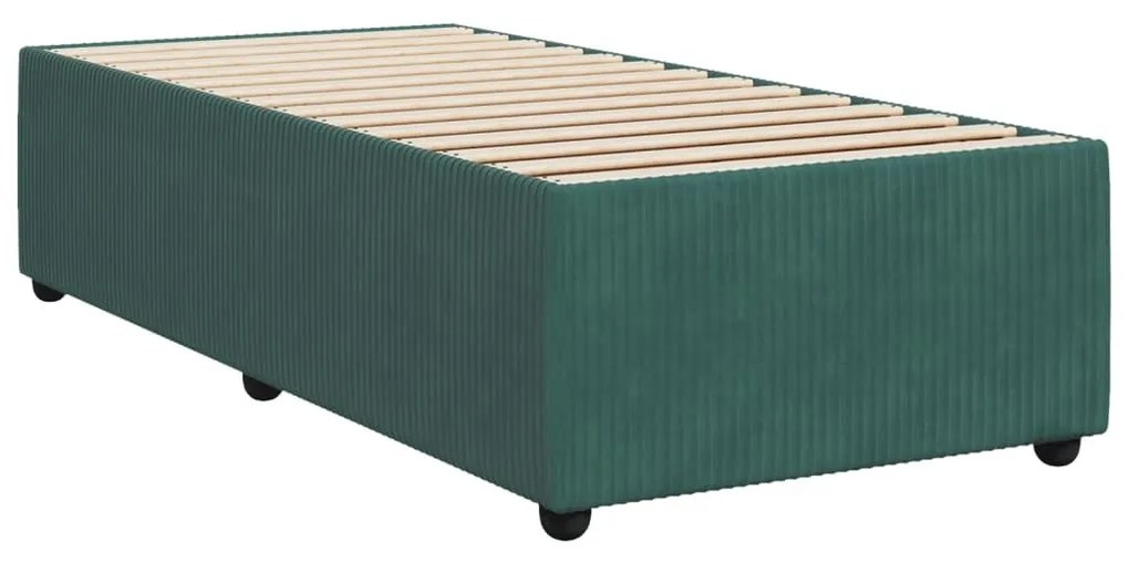 Κρεβάτι Boxspring με Στρώμα Σκούρο Πράσινο 90x190 εκ. Βελούδινο - Πράσινο