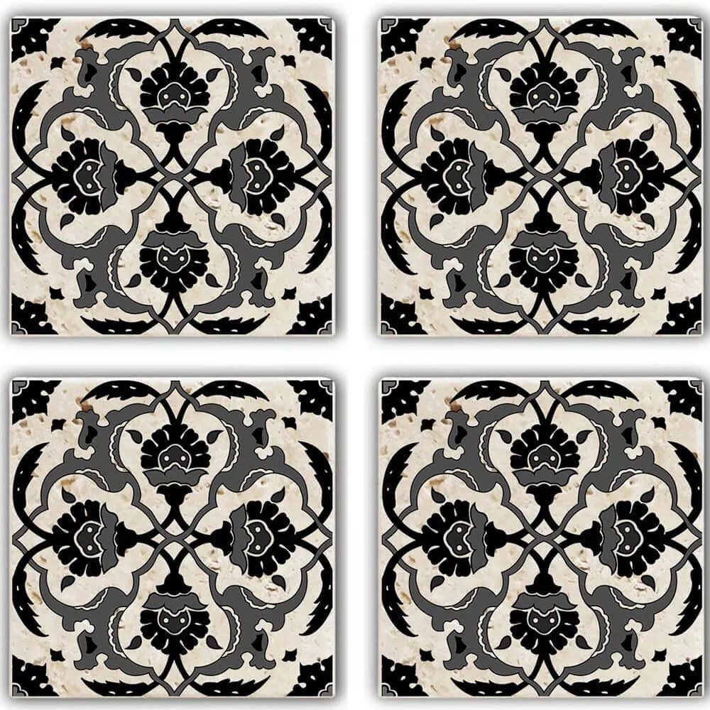 Σουβέρ (Σετ 4Τμχ) 366TYR1134 10x10x1cm Multi Hermia Πέτρα