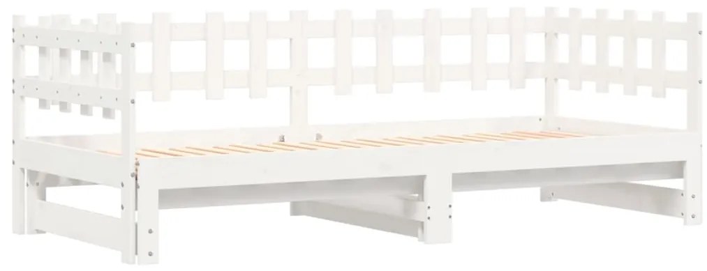vidaXL Καναπές Κρεβάτι Συρόμενος Λευκός 2x(90x200) εκ. Μασίφ Πεύκο