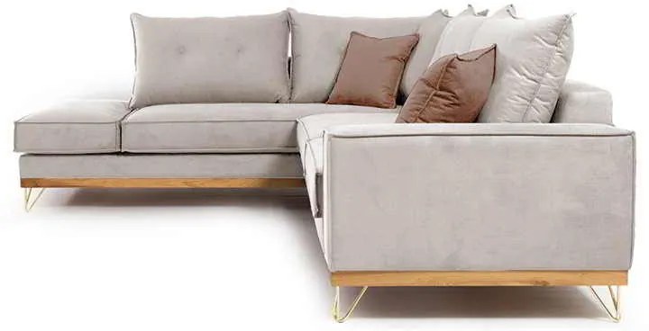 Γωνιακός καναπές δεξιά γωνία Luxury II pakoworld ύφασμα cream-mocha 290x235x90εκ