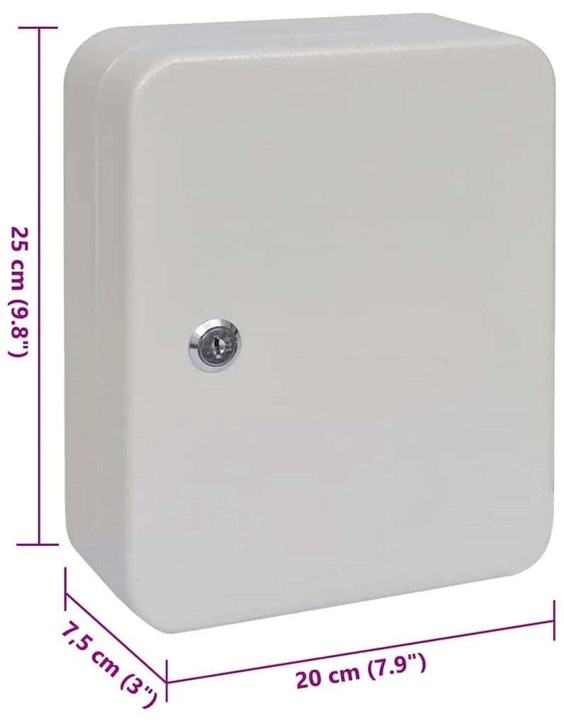 vidaXL Κουτί Κλειδιών Ελεφαντόδοντο 20 x 7,5 x 25 εκ Ατσάλι