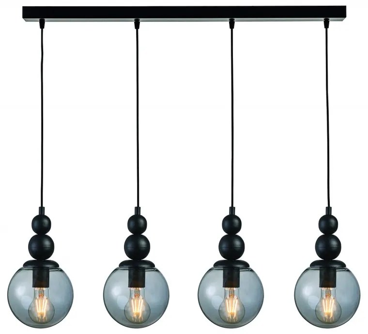 Arkolight Μοντέρνο Φωτιστικό Κρεμαστό Τετράφωτο Μ85xY120cm Μαύρο-Φιμέ 1351-3/4